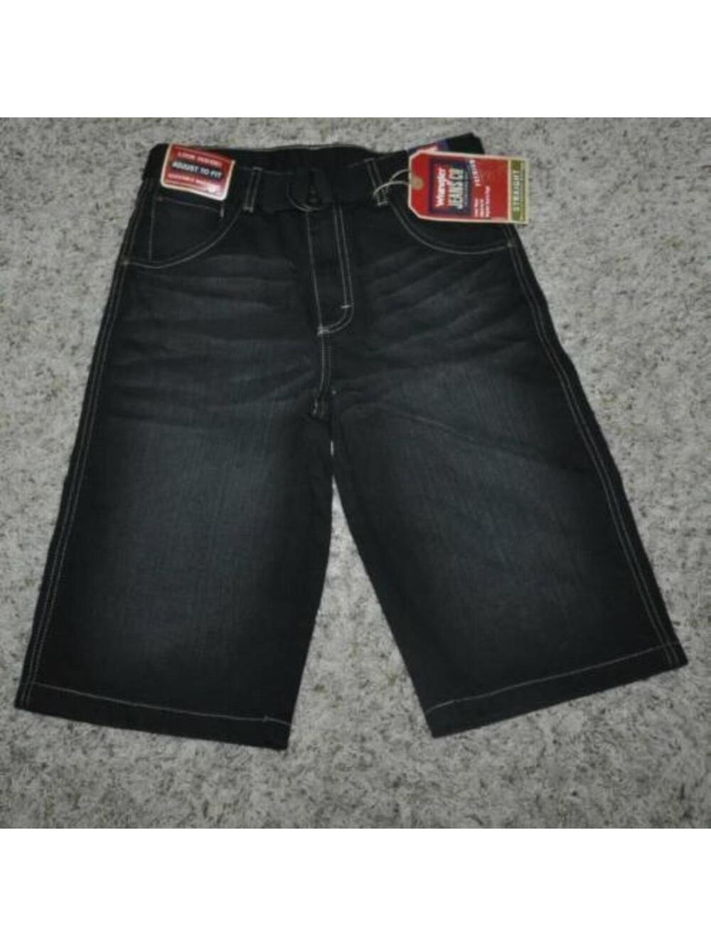 Wrangler Denim Shorts 14 Boys Black Wash Adjustable Waist York Belted Summer